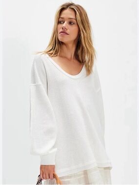 Free People Coast 2 Coast Thermal Top Small Ivory-white Like New